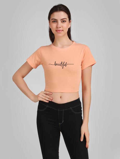 round neck quirky crop tee - 17471224 - Standard Image - 0