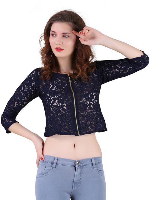 zip up laced top  - 17471376 -  Standard Image - 0