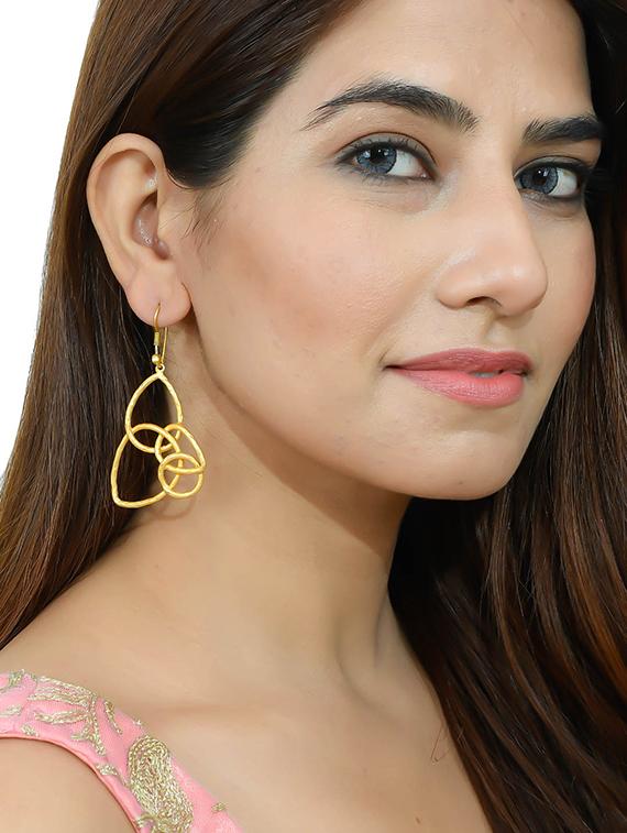 gold brass drop earring - 17473887 - Standard Image - 3