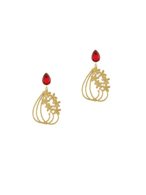 red tone gold brass drop earring - 17473889 - Standard Image - 0