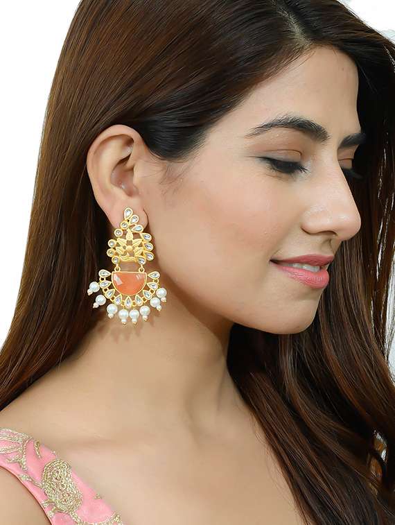 gold brass drop earring - 17474036 -  Standard Image - 3