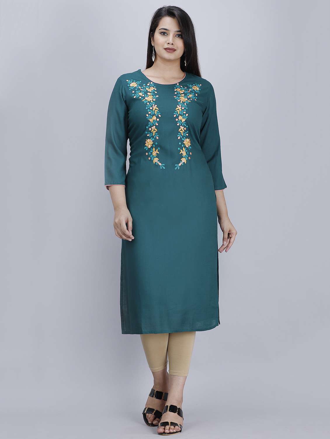 embroidered straight kurta