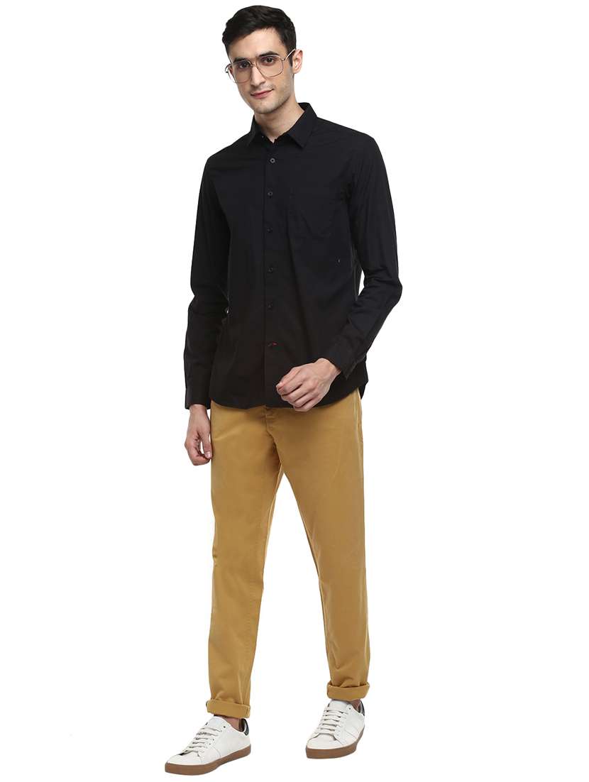 beige solid flat front casual trouser - 17474761 -  Standard Image - 3