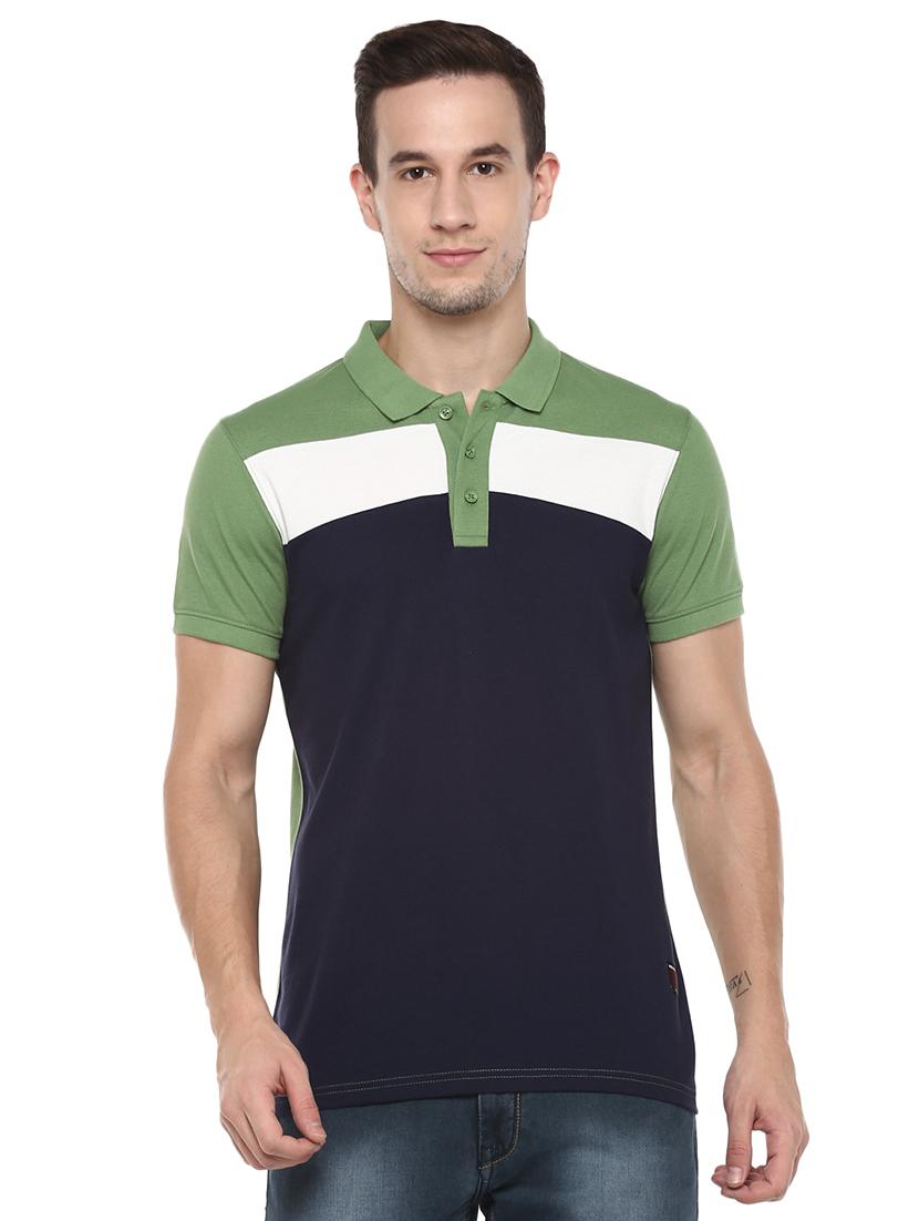 green color block polo t-shirt - 17475068 -  Zoom Image - 0