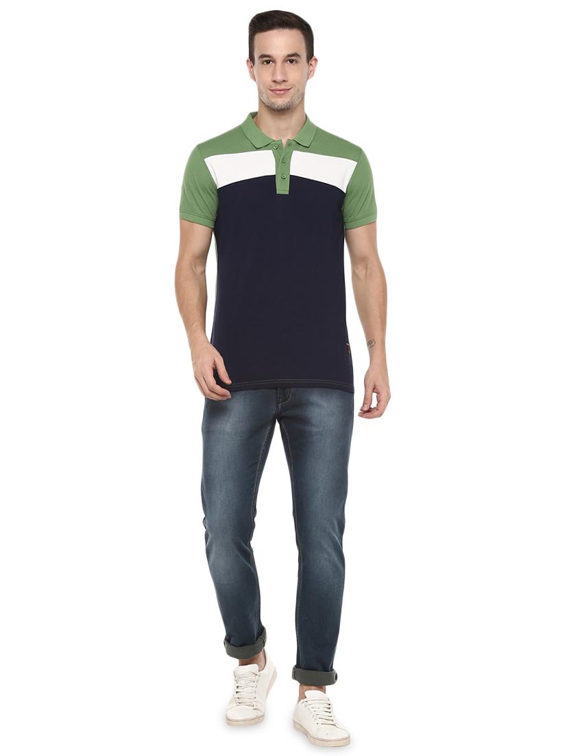 green color block polo t-shirt - 17475068 - Standard Image - 3