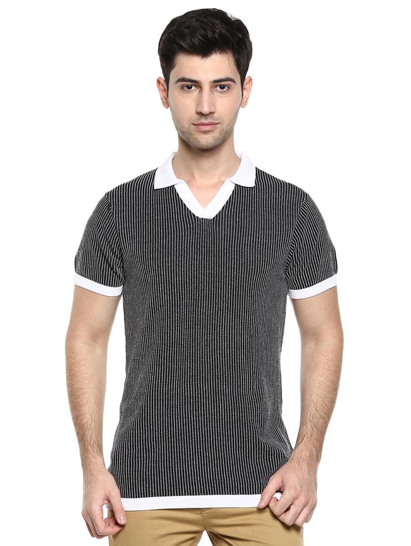 black striped collared t-shirt - 17475091 - Zoom Image - 0