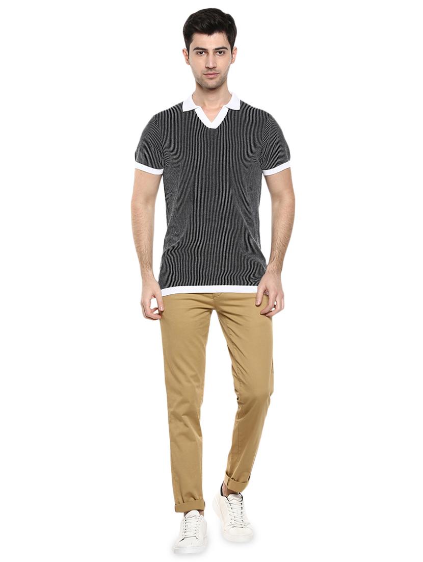 black striped collared t-shirt - 17475091 - Standard Image - 3