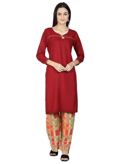 solid kurta palazzo set - 17476065 - Standard Image - 0