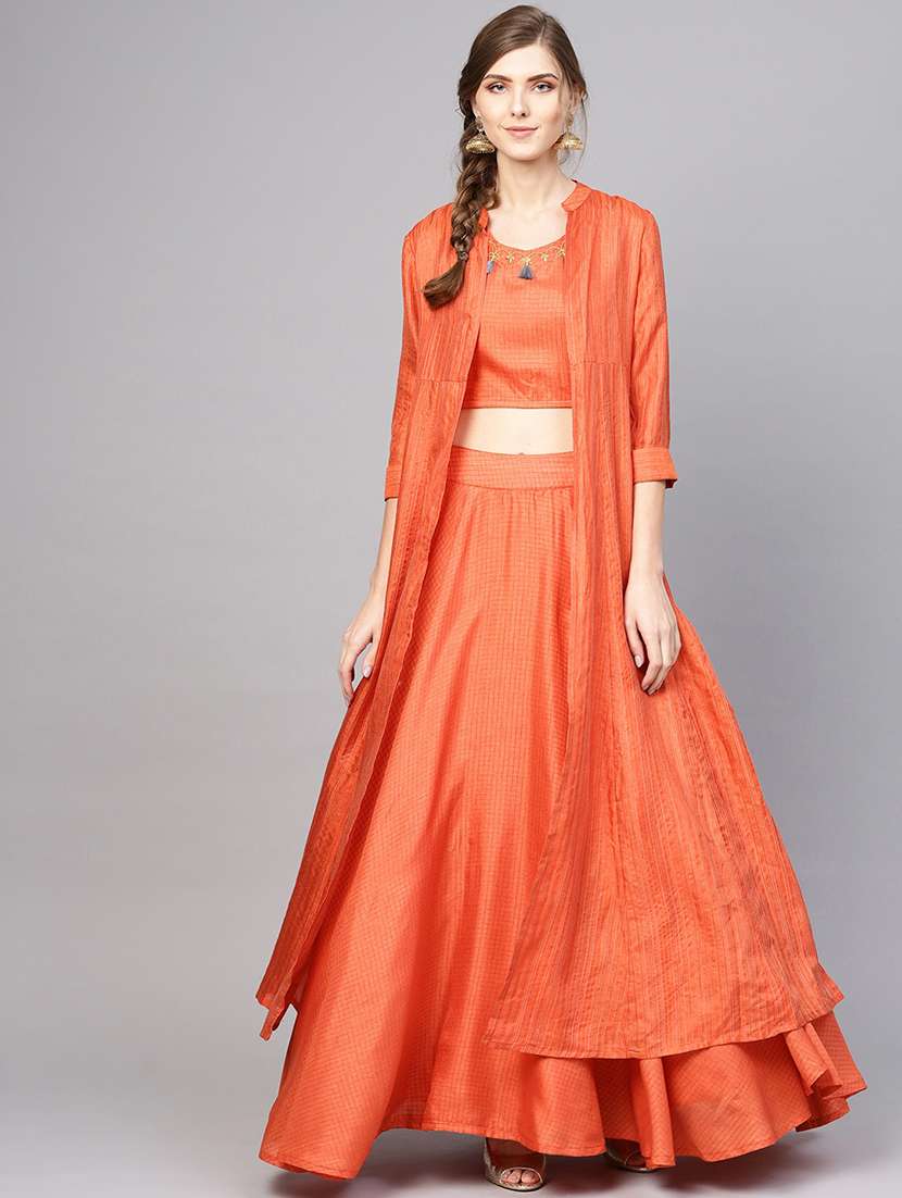 self design flared lehenga