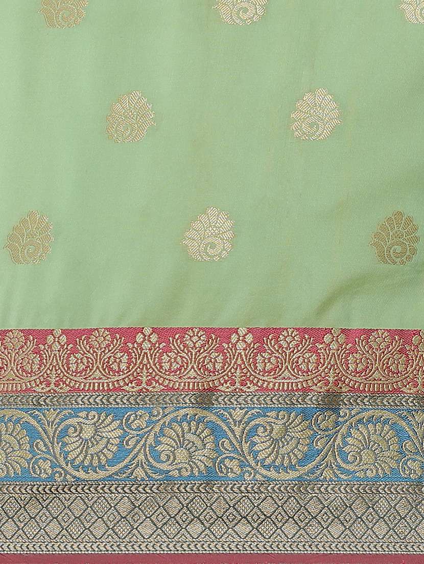 neo mint banarasi saree with blouse - 17476346 - Standard Image - 3