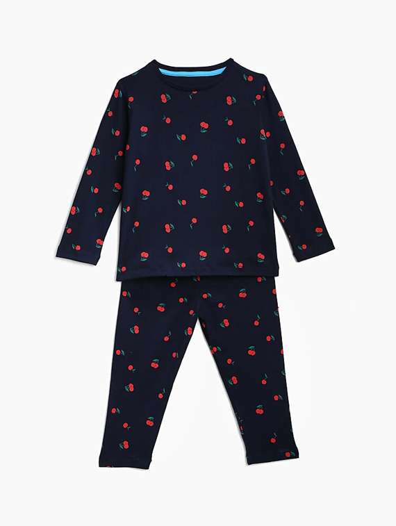 navy blue cotton blend pyjama set nightwear
