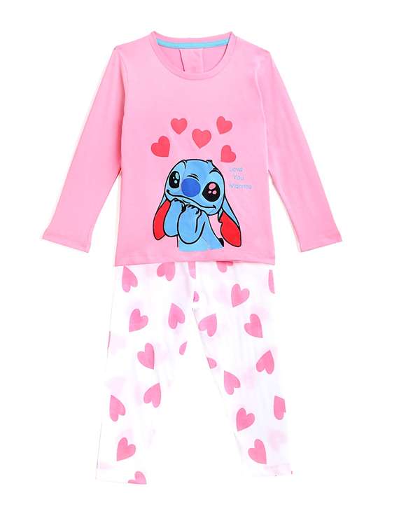 pink cotton blend pyjama set nightwear