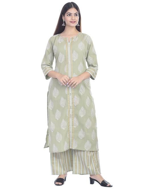 gold print kurta palazzo set - 17482226 -  Standard Image - 0