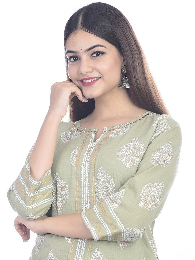 gold print kurta palazzo set - 17482226 - Standard Image - 3