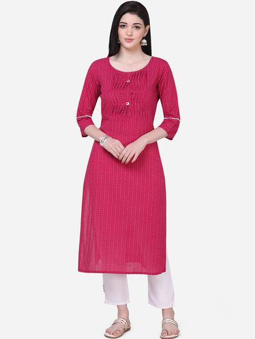 yoke pintucks straight kurta - 17482385 - Standard Image - 0