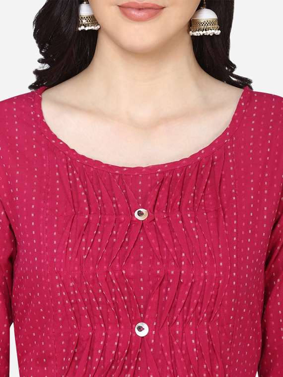 yoke pintucks straight kurta - 17482385 - Standard Image - 3