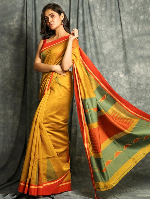 geometrical handloom saree with blouse - 17482413 -  Standard Image - 0