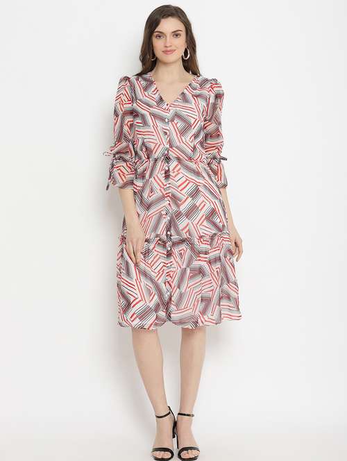 v-neck abstract a-line dress - 17482682 -  Standard Image - 0