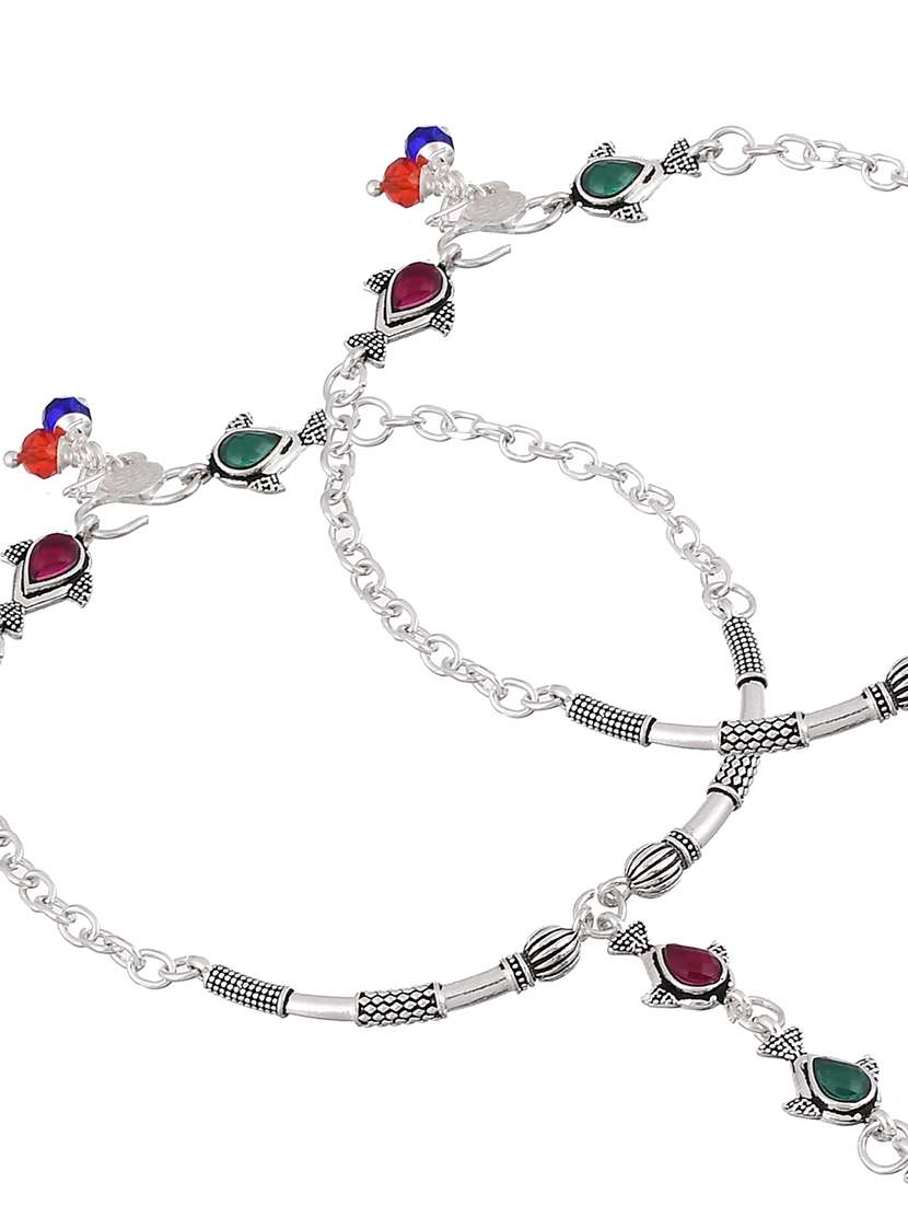 silver brass anklets and payal - 17482739 -  Standard Image - 3