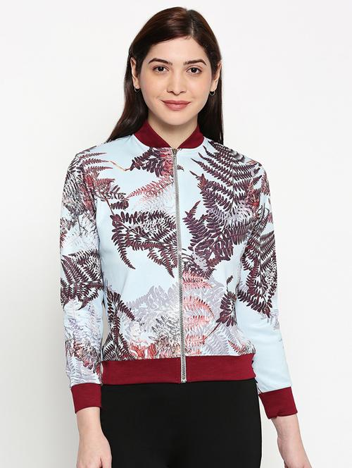 mandarin neck printed jacket - 17482771 - Standard Image - 0