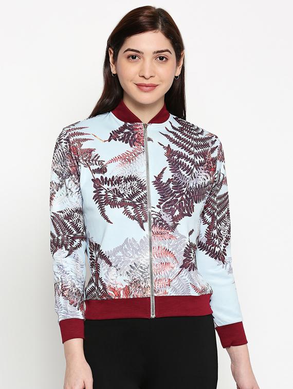 mandarin neck printed jacket - 17482771 - Zoom Image - 0