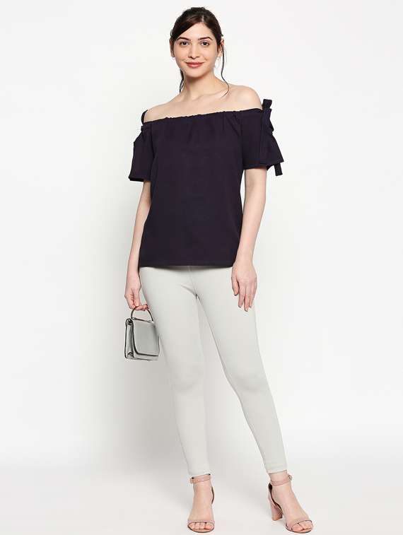 off shoulder solid top - 17483379 - Standard Image - 3