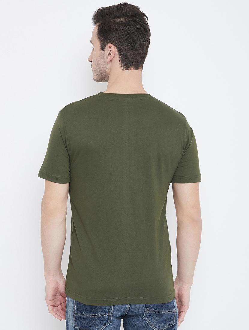 olive green printed t-shirt - 17483927 - Standard Image - 3