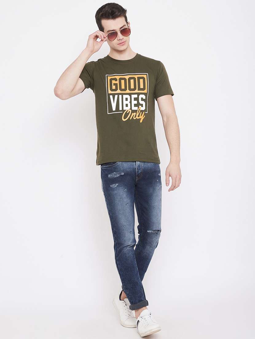 olive green printed t-shirt - 17483931 -  Standard Image - 3