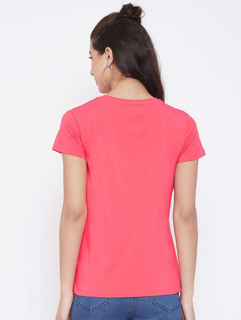 women's plain round neck t-shirt - 17484742 - Standard Image - 3