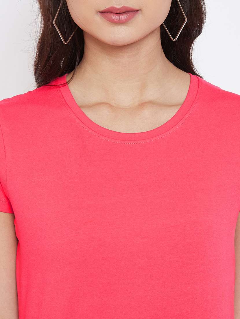 women's plain round neck t-shirt - 17484742 - Standard Image - 5