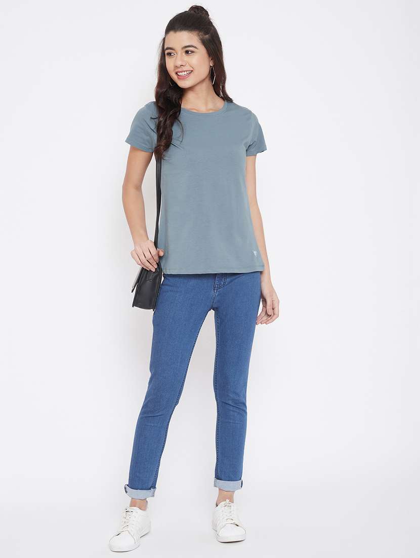 women's plain round neck t-shirt - 17484751 - Standard Image - 3