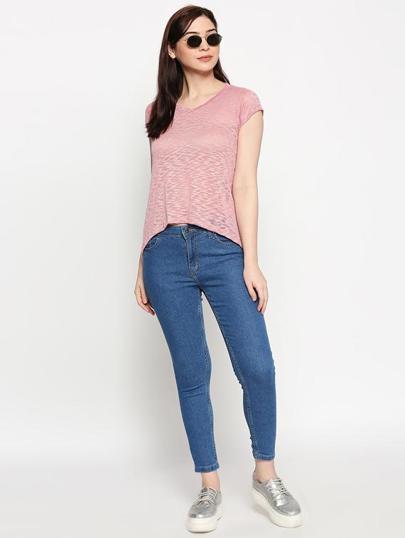 asymmetric hem melange tee - 17484791 - Standard Image - 3