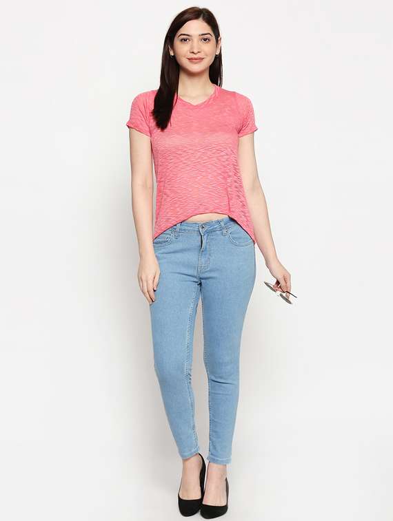 asymmetric hem melange tee - 17484793 -  Standard Image - 3