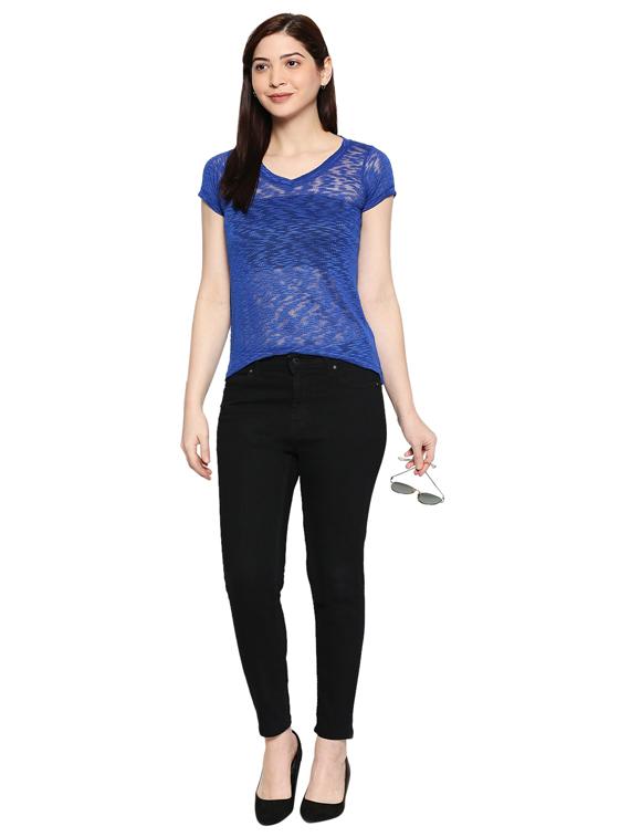 asymmetric hem melange tee - 17484794 - Standard Image - 3