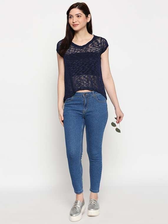 asymmetric hem melange tee - 17484795 -  Standard Image - 3