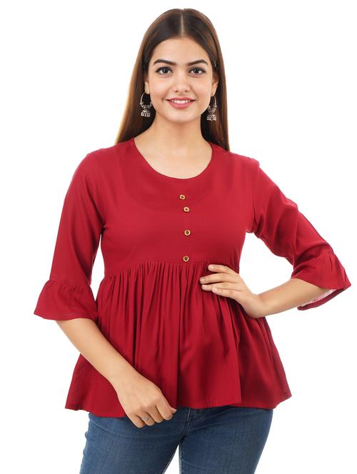 women's peplum round neck top - 17484887 -  Standard Image - 0