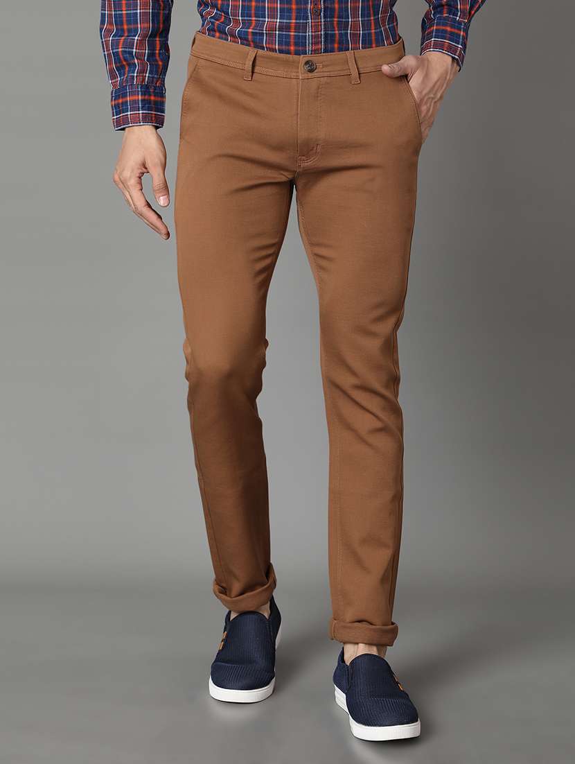 brown solid chinos 