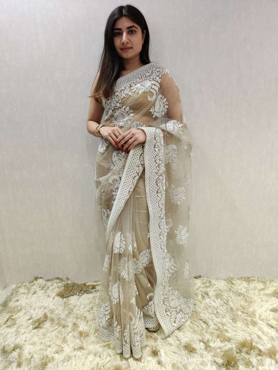 beautiful embroidered saree 