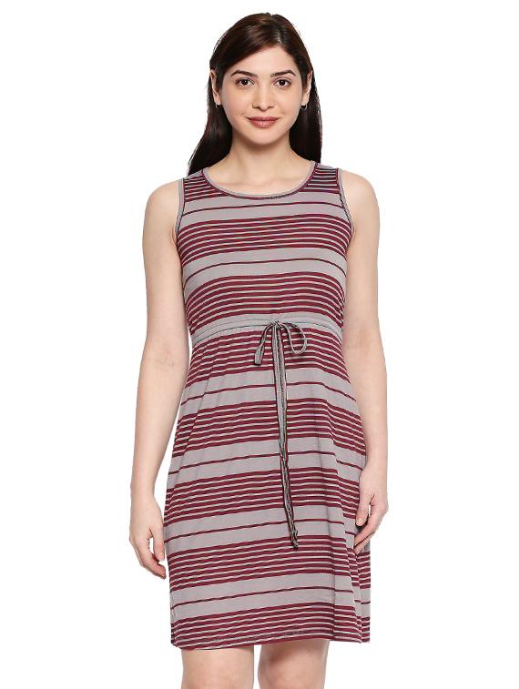 drawstring waist striped a-line dress - 17492563 -  Zoom Image - 0