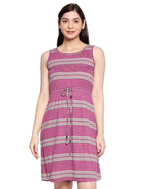 drawstring waist striped a-line dress - 17492564 -  Zoom Image - 0