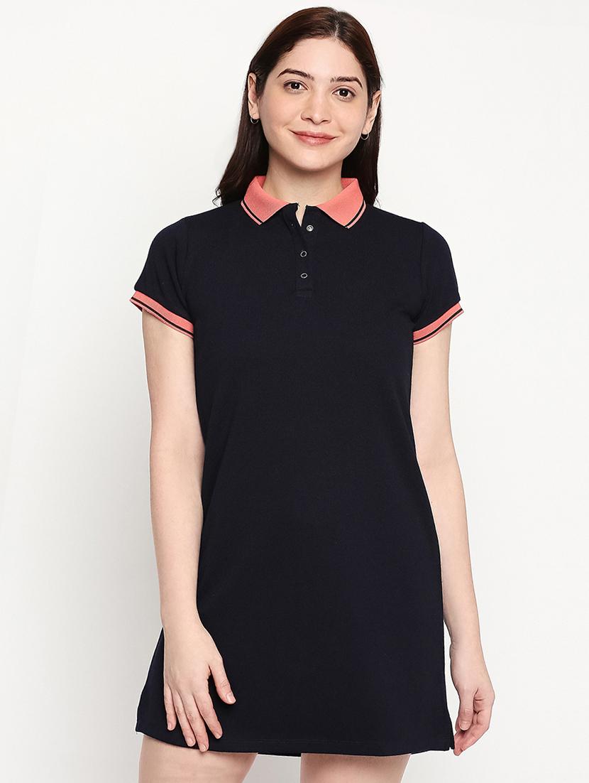 contrast ribbed shirt dress - 17492570 -  Zoom Image - 0