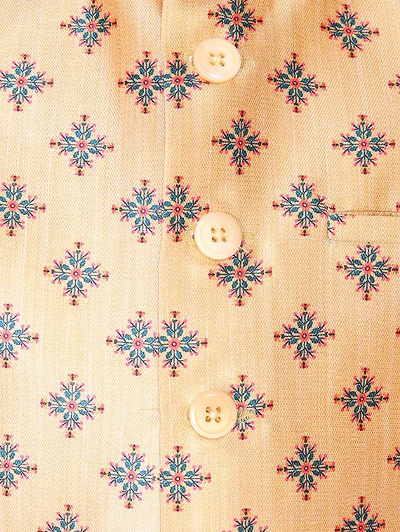 yellow silk blend nehru jacket - 17493108 - Standard Image - 3