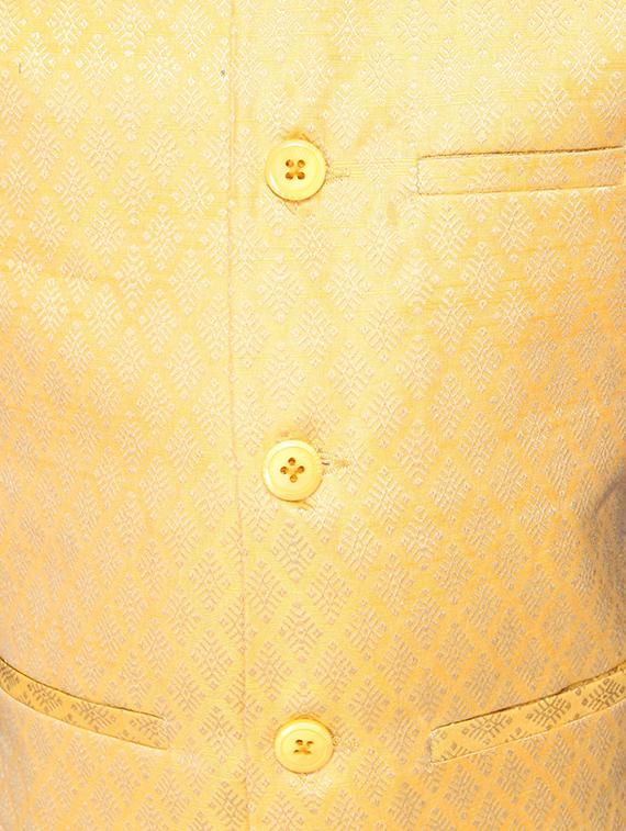 yellow silk blend nehru jacket - 17493148 - Standard Image - 3