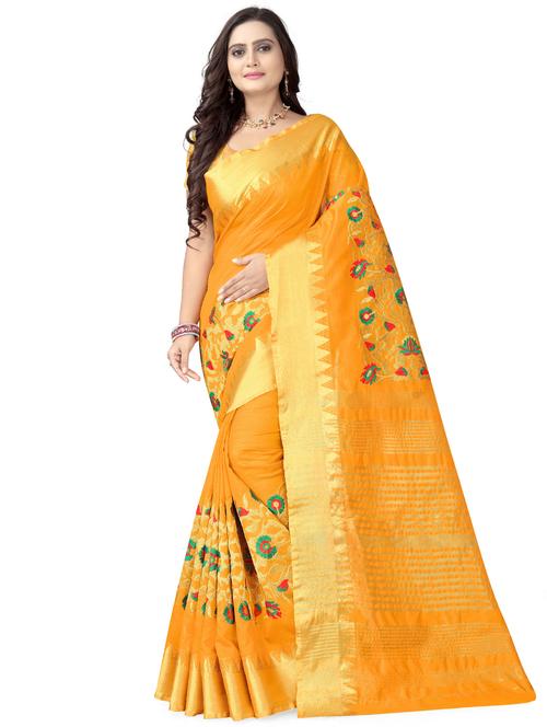 women's embroidered saree with blouse - 17493170 - Standard Image - 0