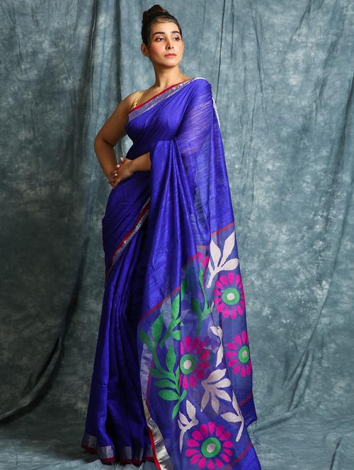 floral woven saree with blouse - 17494857 -  Standard Image - 0
