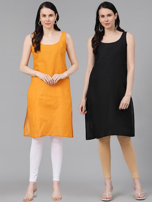 ada set of 2 mustard & black camisole  - 17495408 -  Standard Image - 0