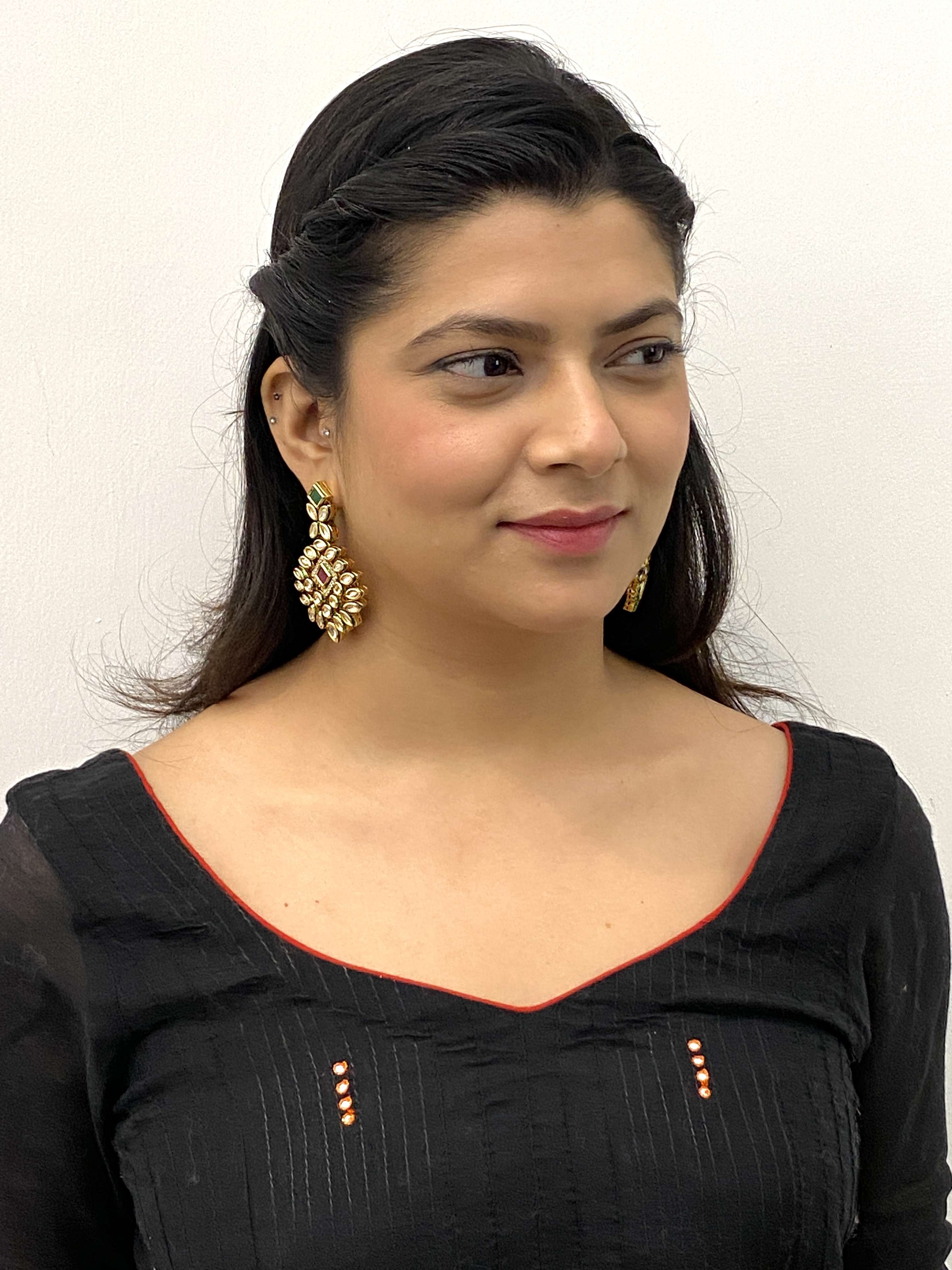 ,kundan minakari earring 