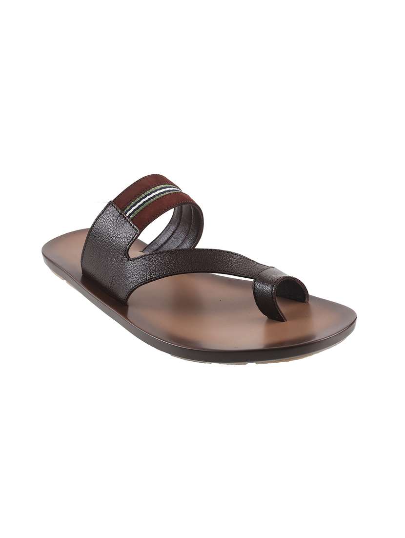 Buy online Brown Leather Slippers from Slippers, Flip Flops