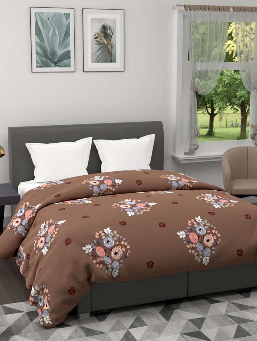 austin all-weather ac double comforter [150gsm micro-silk filling & soft-touch fabric] -1pc set- (rumba) rumba-brown