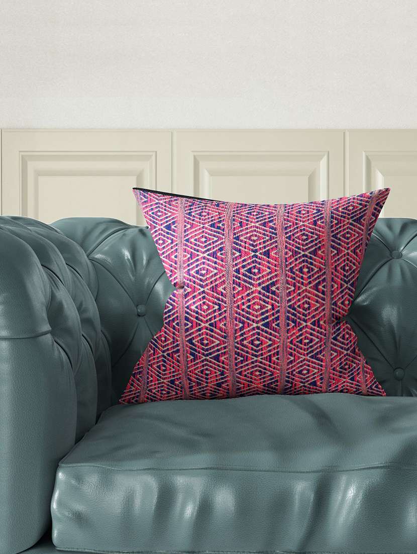 bianca tweed handloom luxury cushion cover with rich-tuxture [zipper closing on back] -1pc set- handmade-magenta / navy